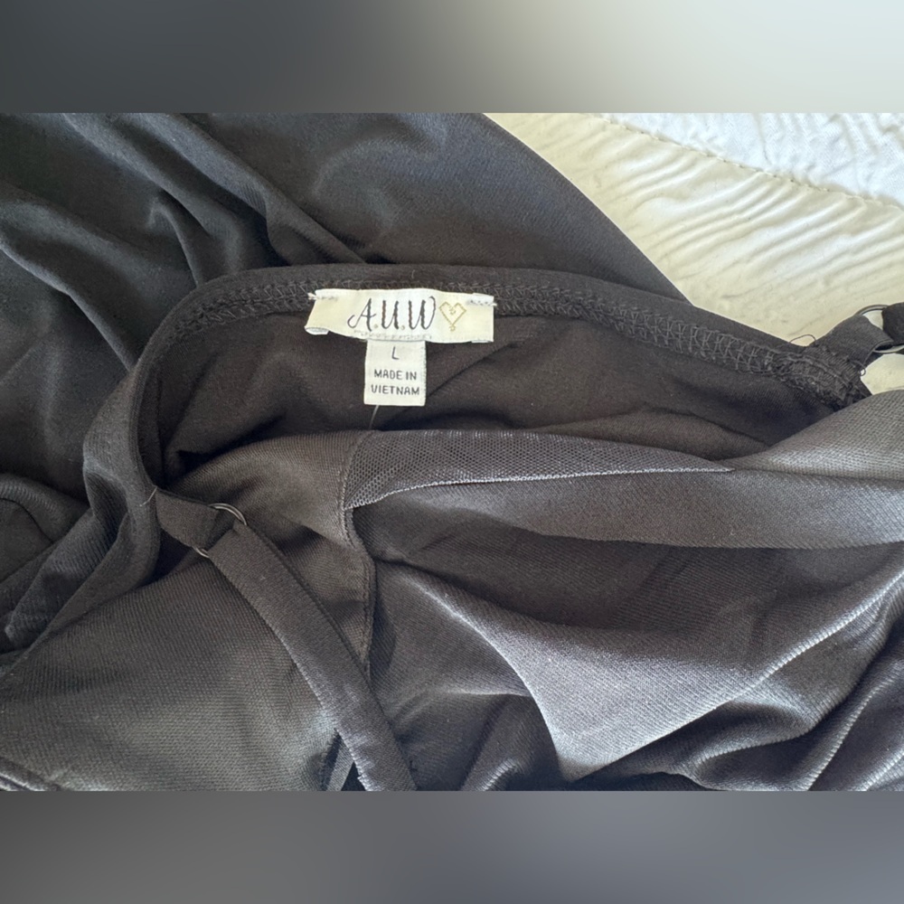 AUW Long Slip Column Sexy Black Dress Women's Size L NWT - Picture 8 of 9